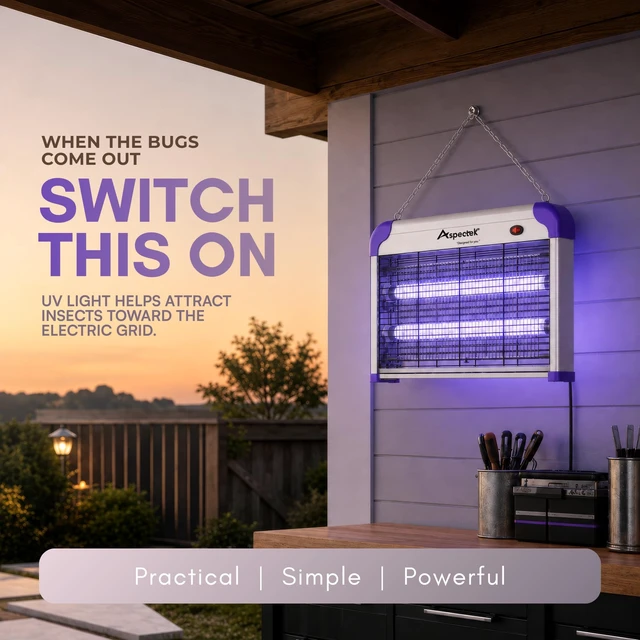Alt view image 3 of 7 - 20W Heavy Duty Bug Zapper, High-Voltage Electric Mosquito and Fly Killer, Indoor and Covered Outdoor Gnat Control for Bedroom, Patio and Greenhouse, Includes 2 Bulbs - Purple