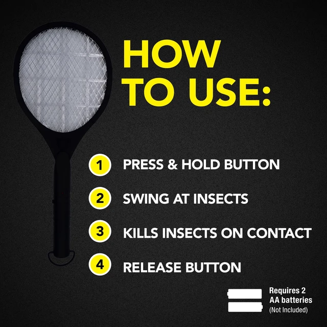 Alt view image 6 of 6 - Bug Zapper Racket, Battery-Powered Portable Fly Swatter, Outdoor & Indoor Bug Zapper for Mosquitoes, Flies, and Gnats, Lightweight & Handheld Device with LED Light Indicator