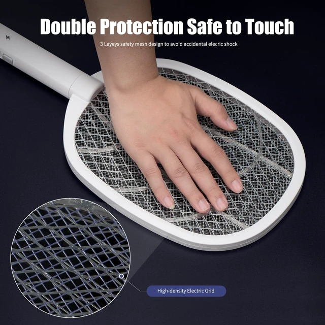 Alt view image 6 of 7 - 2-in-1 Electric Bug Zapper Racket, 1 Pack | High Voltage LED Lighted Handheld Mosquito Swatter with 3 Layer Safety Mesh, USB Charging Portable Fly Killer Racquet