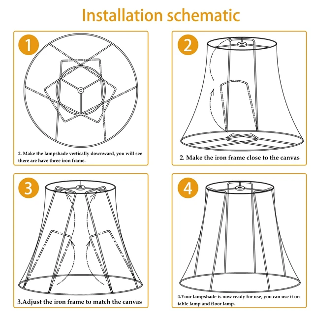 Alt view image 5 of 7 - Bell Lamp Shade Set of 2, 6"Top x 14"Bottom x 10"High Linen lamp shade | Lampshade for Floor Light and Table Lamp,DIY Fabric Natural Linen,Spider (Assembly Required)
