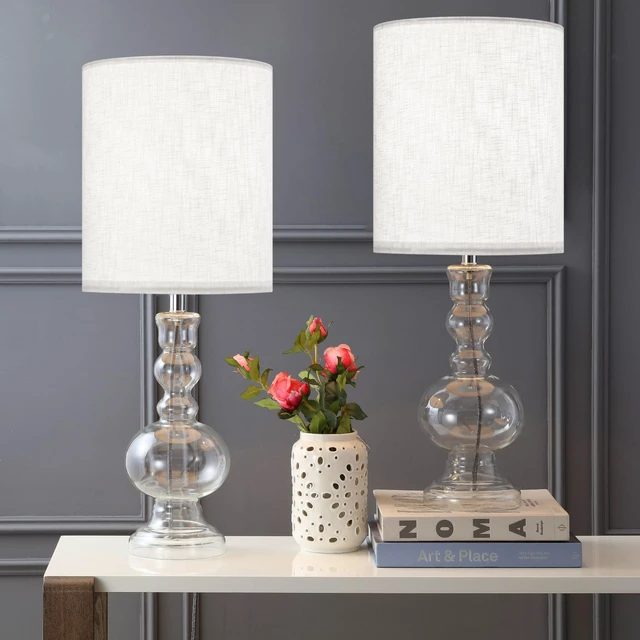 Alt view image 7 of 7 - Small White Lamp Shade for Table Lamps,10"x10"x10" Texture Drum Shade | 0.41" Spider,Modern Linen Lampshade for Nightstand Lamps,Replac Living Lamps,Bedroom Lamp,Required Assembly,Soft Lighting