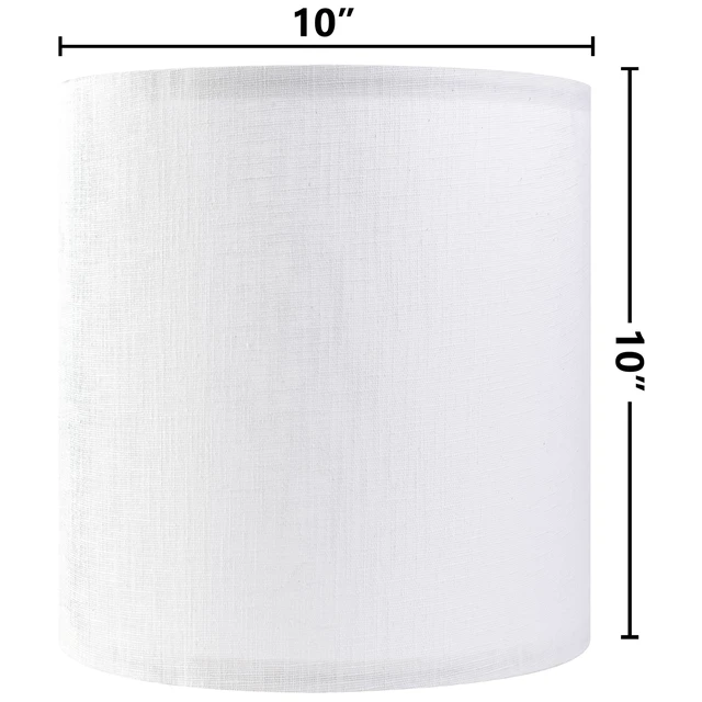Alt view image 2 of 7 - Small White Lamp Shade for Table Lamps,10"x10"x10" Texture Drum Shade | 0.41" Spider,Modern Linen Lampshade for Nightstand Lamps,Replac Living Lamps,Bedroom Lamp,Required Assembly,Soft Lighting