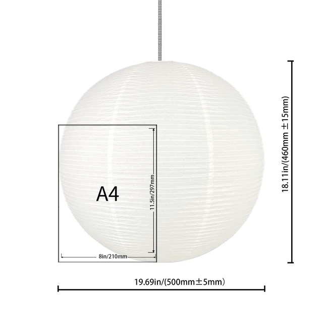 Alt view image 2 of 7 - White Round paper lamp shade 50cm(19Inch) Chinses Lantern Pendant Lamp Shade,Large Foldable Lampshade