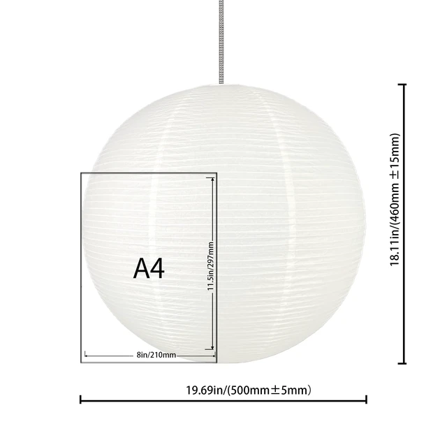Alt view image 7 of 7 - White Round paper lamp shade 50cm(19Inch) Chinses Lantern Pendant Lamp Shade,Large Foldable Lampshade