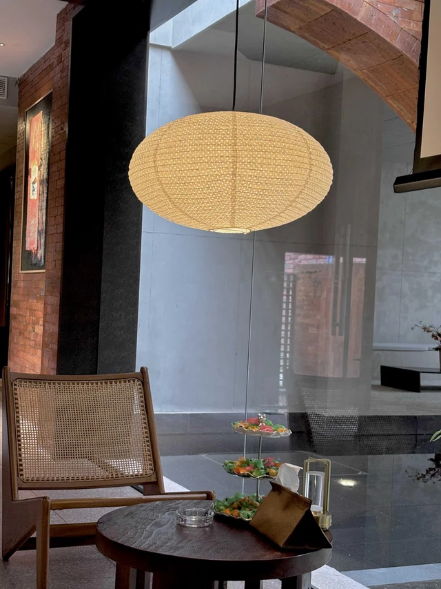 Alt view image 3 of 6 - White Paper Lantern Lampshade, Double-Layer Oval Foldable | Soft Indoor Ceiling Lighting, For Bedroom, Apartment, Study, Hallway, Dining Room, Living Room