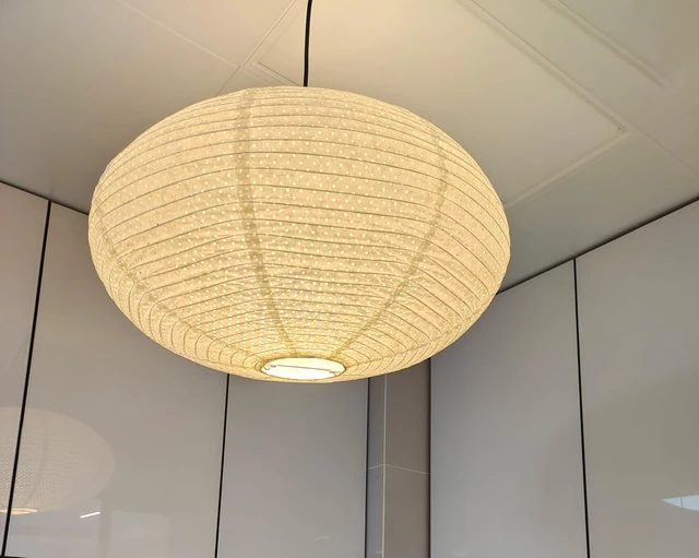 Alt view image 4 of 6 - White Paper Lantern Lampshade, Double-Layer Oval Foldable | Soft Indoor Ceiling Lighting, For Bedroom, Apartment, Study, Hallway, Dining Room, Living Room