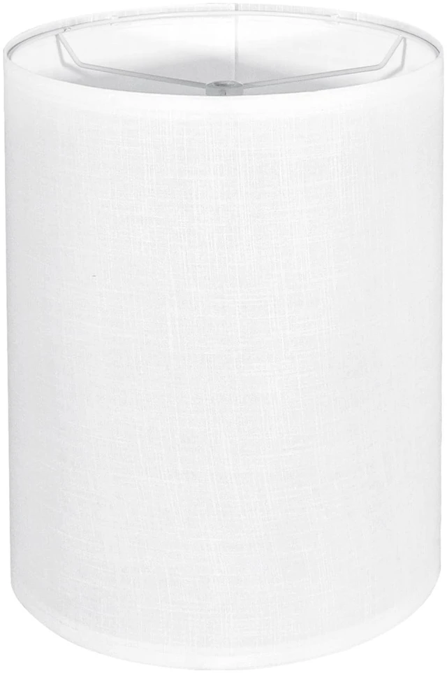 Main image of Tall Lamp Shade, White Drum Lampshade for Table Lamps Floor Lamp, 10" Top X 10" Bottom X 13" High Large Line Fabric Lamp Shade, Easy Assembly Replacement Lampshades