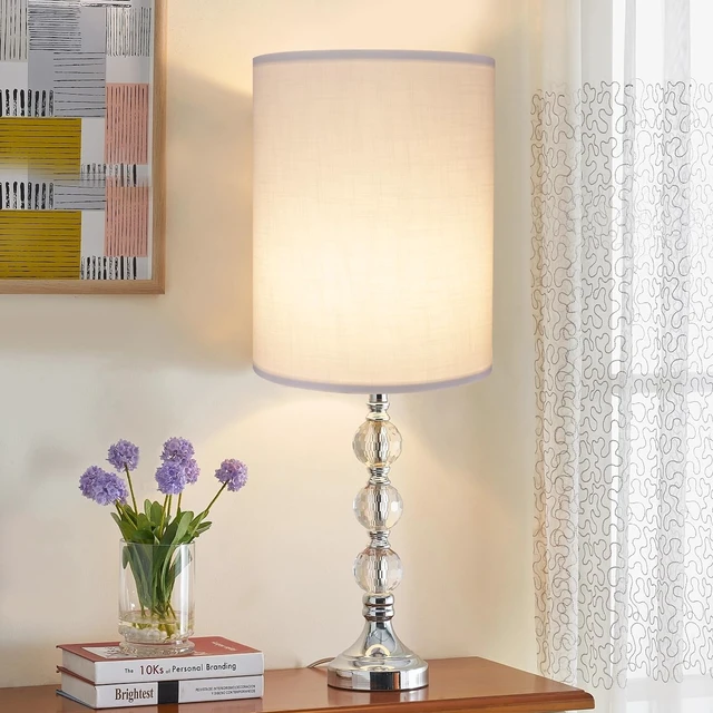Alt view image 2 of 7 - Tall Lamp Shade, White Drum Lampshade for Table Lamps Floor Lamp, 10" Top X 10" Bottom X 13" High Large Line Fabric Lamp Shade, Easy Assembly Replacement Lampshades