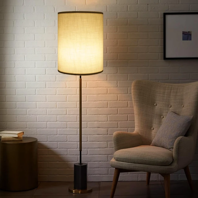 Alt view image 5 of 7 - Tall Lamp Shade, White Drum Lampshade for Table Lamps Floor Lamp, 10" Top X 10" Bottom X 13" High Large Line Fabric Lamp Shade, Easy Assembly Replacement Lampshades