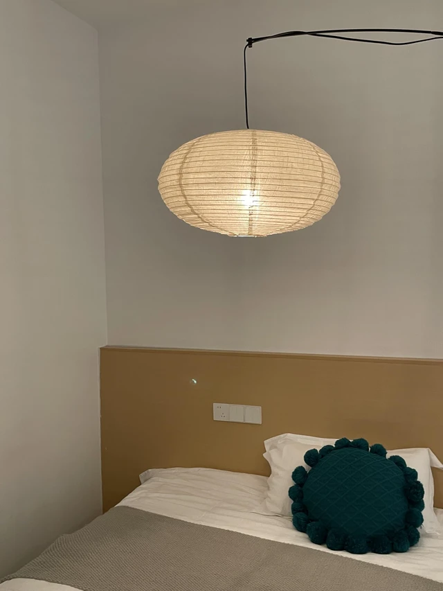 Alt view image 5 of 6 - 19.69(50cm) Oval Fabric lampshade,Burlap Lamp Handmade Linen Pendant Light Shade for minimalist,Home decoration: Bedroom, Study, Living Room, Weddings and Birthday Parties