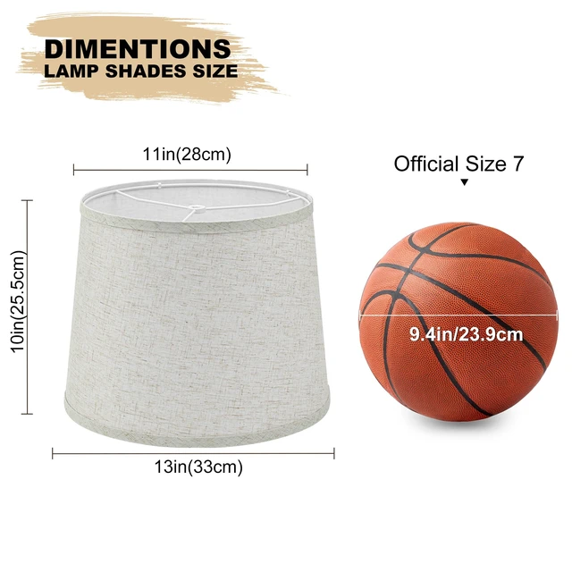 Alt view image 2 of 7 - 2 Pack Drum Lampshades, 11" Top x 13" Bottom x 10" High, Beige Lamp Shades | Medium Replacement Lamp Shades for Table/Floor/Wall Lamp, Farmhouse Line Lampshades, Spider Fitter, Easy Assembly Required