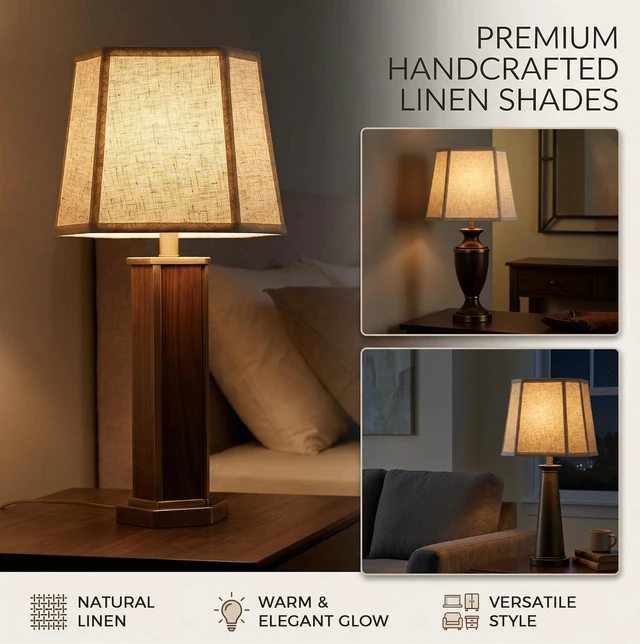 Alt view image 6 of 7 - 1-Pack Beige Square Cut Corner Lamp Shade, 9.45" Top x 12" Bottom x 9.45" Height, Natural Linen Lampshade for Table Lamps, Spider Fitter Replacement Shade, Harp Included, Easy Assembly Required
