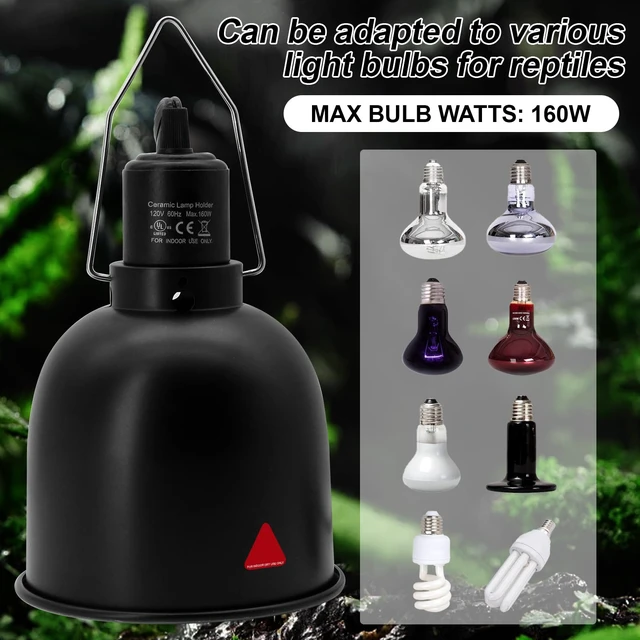 Alt view image 5 of 7 - Reptile Light Fixture, 2 Packs 5.5 Inch Deep Dome Lampshade, Reptile Heat Lamp Fixture with Separate Switches Fit for UVB Bulb Basking Heat Bulb for Reptile Glass Terrariums