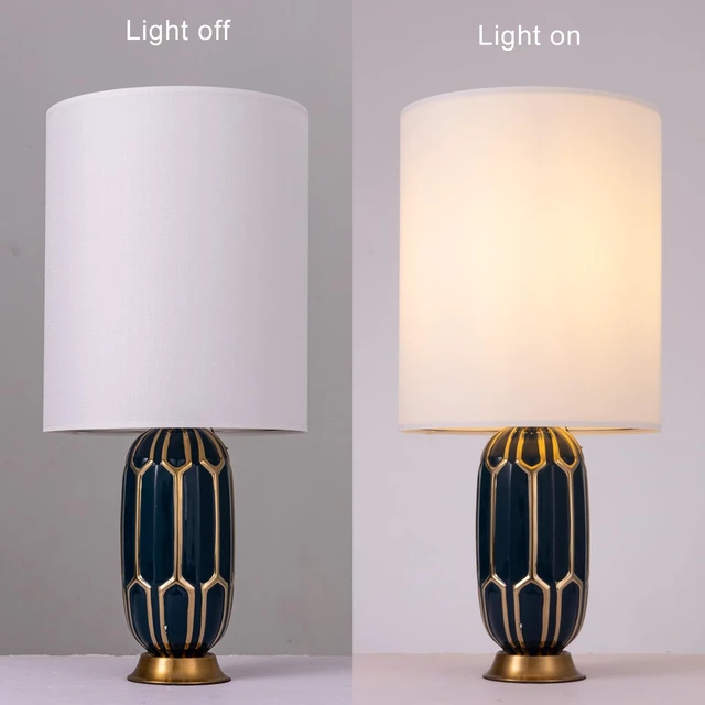 Alt view image 2 of 7 - Lampshade Requires Self-assembly, 14" Diameter x17" High, White | Drum Lampshade for Table Lamp, Bedside Lamp, Floor Lamp, Fabric Replacement Lamp Shade Classic Modern Style, Spider Fitter