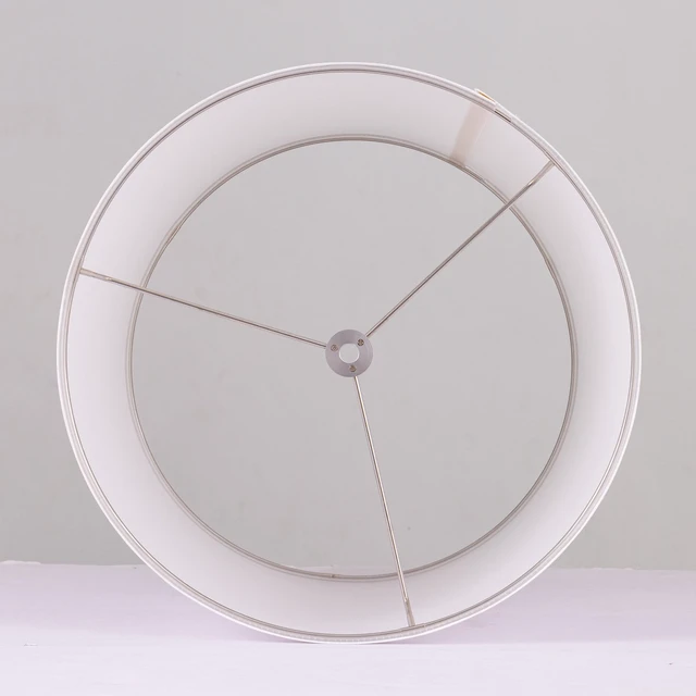 Alt view image 7 of 7 - Lampshade Requires Self-assembly, 14" Diameter x17" High, White | Drum Lampshade for Table Lamp, Bedside Lamp, Floor Lamp, Fabric Replacement Lamp Shade Classic Modern Style, Spider Fitter