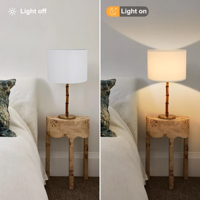 Alt view image 2 of 7 - White Lamp Shade for Table Lamps, Large Drum Lampshade 13" Top x 13" Bottom x 10" High, Replacement Lamp Shade Natural Linen Hand Crafted for Table Lamp Floor Lamps, Easy Assembly Required