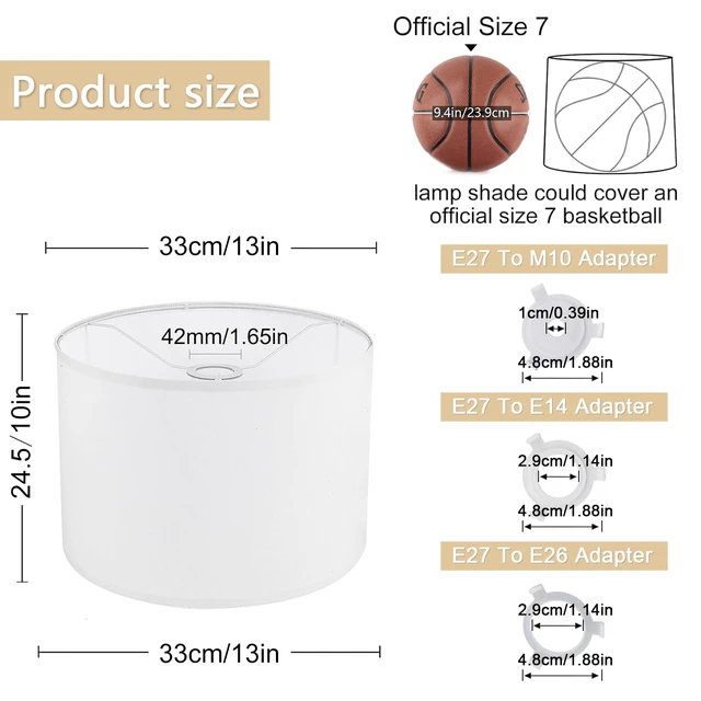 Alt view image 3 of 7 - drum Fabric White lamp shades Set of 2 for table lamps 13" Top x 13" Bottom x 10" High,Qvtekn Medium Lampshades for floor and desk lamps, Natural Linen Handcrafted with Easy Assembly