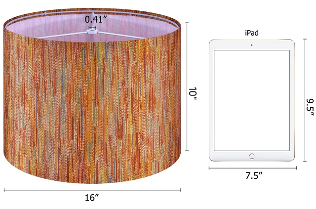 Alt view image 2 of 7 - 1 Pc Large Striped Lamp Shade Chroma Red,16"x16"Dx10"H Modern Boho | 0.41" Spider,Replacement Drum Lampshade for Table Lamps,Floor Lamps Set of 1,Natural Fabric Gingham Shade Art,Easy Assembly