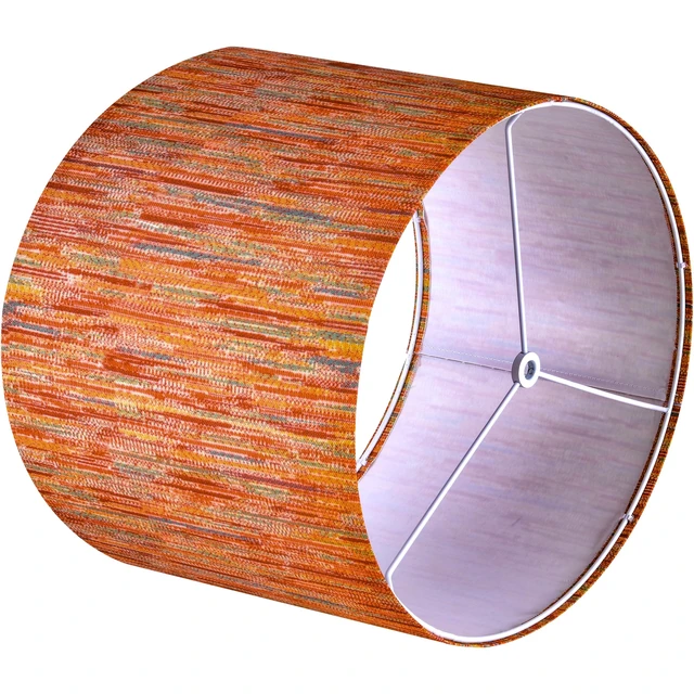 Alt view image 5 of 7 - 1 Pc Large Striped Lamp Shade Chroma Red,16"x16"Dx10"H Modern Boho | 0.41" Spider,Replacement Drum Lampshade for Table Lamps,Floor Lamps Set of 1,Natural Fabric Gingham Shade Art,Easy Assembly