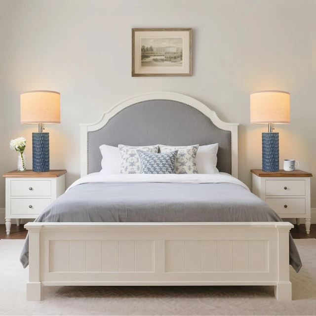 Alt view image 2 of 7 - 20.5Modern Ceramic Table Lamps for Bedroom Set of 2, Dark Blue | Small Table Lamps for Living Room, Bedside, Night Stands, End Table, Entryway, Desk, Farmhouse Home Decor, Beige Lampshade