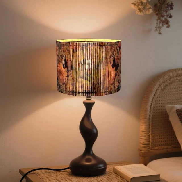 Alt view image 4 of 7 - Rustic lamp shade Floral Butterfly Pink Pattern Art Deco 11.8x9Inch | Unique bamboo material,Elegant Ideal for Table and Floor Lamps,Effortless Installation