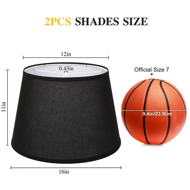 Alt view image 2 of 7 - Black Drum Lamp Shades Set of 2, Large Shade 12"Top x 16"Bottom x 11"High | Fabric Lamp Shades for Floor Lamps, Lampshades for Table Lamps, E26 Base Harp Holders Included, Spider, Easy Assembly