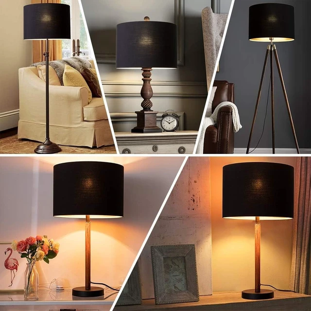Alt view image 7 of 7 - BlackGold Set of 2 Lampshade Requires Self-assembly,16" Dia x12" H | Drum Classic Modern Style Replacement Lamp Shades, Fabric Lampshades for Table Lamps Floor Lamps, Metal Spider Fitter