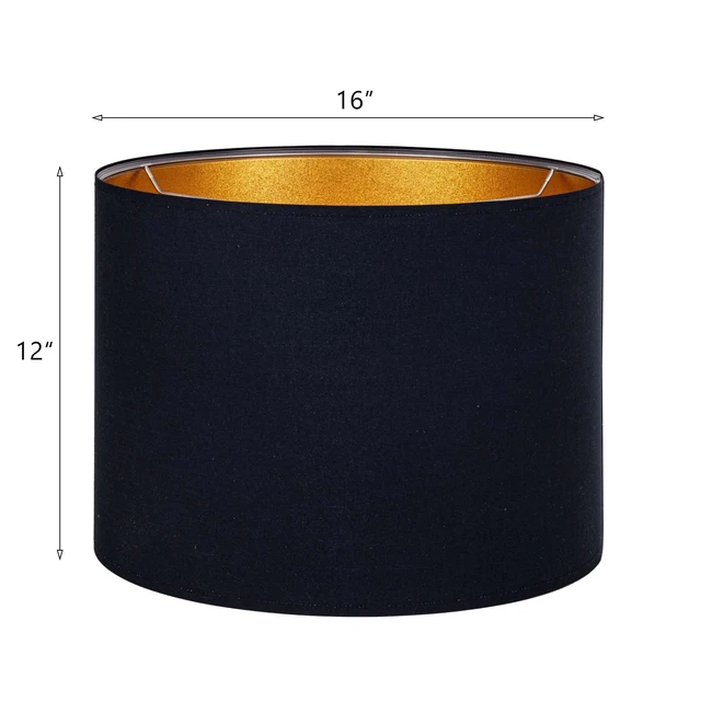 Alt view image 6 of 7 - BlackGold Set of 2 Lampshade Requires Self-assembly,16" Dia x12" H | Drum Classic Modern Style Replacement Lamp Shades, Fabric Lampshades for Table Lamps Floor Lamps, Metal Spider Fitter