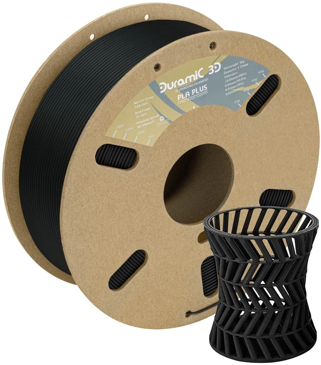 Main image of PLA+ Filament 1.75mm 1Kg Black, PLA Plus Filament 1Kg Spool(2.2lbs) Tougher and Stronger, Dimensional Accuracy Probability +/- 0.02mm