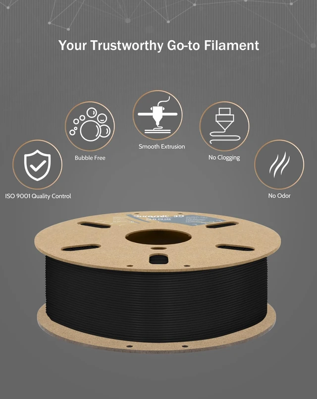 Alt view image 6 of 7 - PLA+ Filament 1.75mm 1Kg Black, PLA Plus Filament 1Kg Spool(2.2lbs) Tougher and Stronger, Dimensional Accuracy Probability +/- 0.02mm
