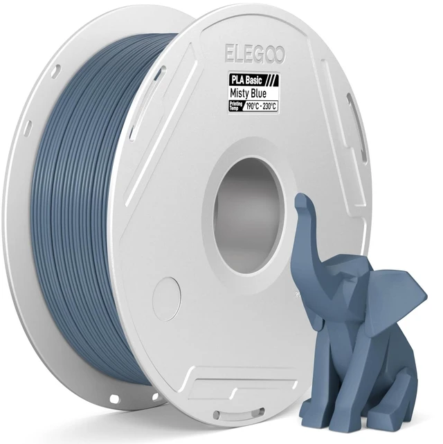 Main image of PLA Basic 3D Printer Filament 1.75mm Misty Blue 1KG | Reusable Spool (2.2lbs), High Dimensional Accuracy, Easy Installation, Detachable Spool, Fits Most 3D Printers