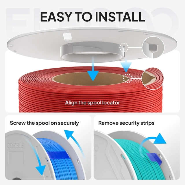 Alt view image 5 of 7 - PLA Basic 3D Printer Filament 1.75mm Misty Blue 1KG | Reusable Spool (2.2lbs), High Dimensional Accuracy, Easy Installation, Detachable Spool, Fits Most 3D Printers