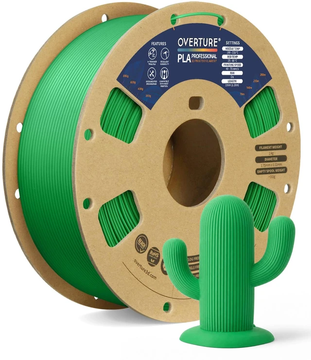 Main image of PLA Plus (PLA+) 3D Printer Filament 1.75mm, 1kg Green | Stronger & More Durable, Tangle-Free 1kg (2.2lbs), High Precision +/- 0.02mm, Fit Most FDM 3D Printers (Green)