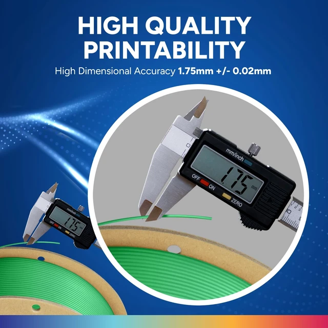 Alt view image 4 of 7 - PLA Plus (PLA+) 3D Printer Filament 1.75mm, 1kg Green | Stronger & More Durable, Tangle-Free 1kg (2.2lbs), High Precision +/- 0.02mm, Fit Most FDM 3D Printers (Green)