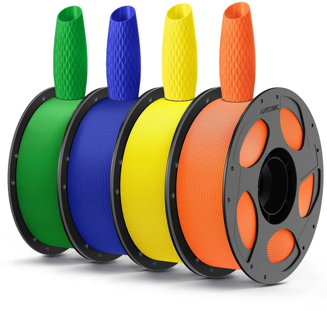 Main image of 3D Printer Filament Multicolor PLA Bundle 4KG | 1.75mm +/- 0.02mm, Reusable Spool, Fits for Most FDM 3D Printers, Blue+Green+Orange+Yellow