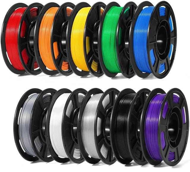 Main image of 10 Colors 250g PLA 3D Printer Filament for Beginners, 1.75mm/±0.02mm | 2.5kg, Multicolor PLA Bundle, Neatly Wound, Individually Vacuum Packed, Compatible with Bambu, Flashforge, Creality, Prusa+