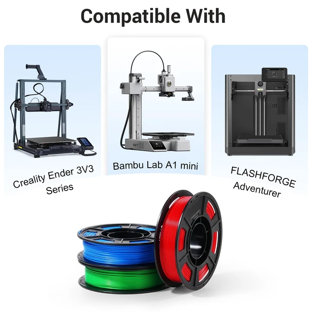 Alt view image 4 of 7 - 10 Colors 250g PLA 3D Printer Filament for Beginners, 1.75mm/±0.02mm | 2.5kg, Multicolor PLA Bundle, Neatly Wound, Individually Vacuum Packed, Compatible with Bambu, Flashforge, Creality, Prusa+
