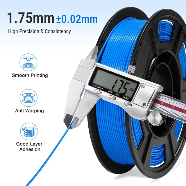 Alt view image 7 of 7 - 10 Colors 250g PLA 3D Printer Filament for Beginners, 1.75mm/±0.02mm | 2.5kg, Multicolor PLA Bundle, Neatly Wound, Individually Vacuum Packed, Compatible with Bambu, Flashforge, Creality, Prusa+