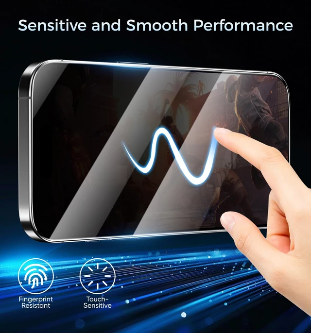 Alt view image 6 of 7 - 3rd Gen Privacy for iPhone 15 Pro Max Screen Protector | 2 Pack 6.7 Inch, 25°Anti-Spy Screen, Shockproof Tempered Glass, Auto Dust-Removal, Bubble Free, Easy Installation