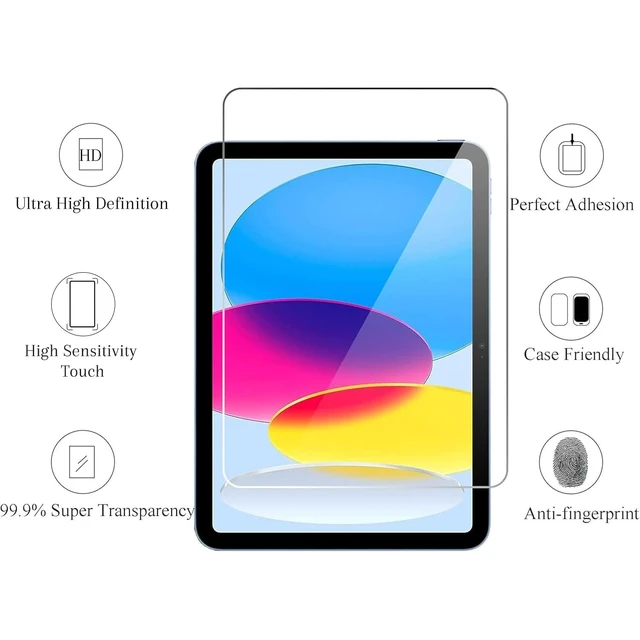 Alt view image 2 of 6 - 2Pack Screen Protector for iPad A16 2025 11th 11"/10th Gen 2022 10.9" | Tempered Glass, Face ID Compatible, Apple Pencil Compatible, Case Friendly