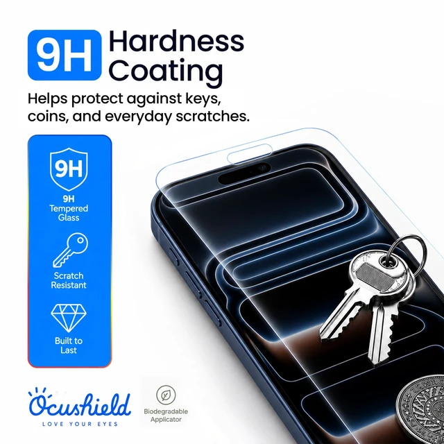 Alt view image 7 of 7 - Anti Blue Light Tempered Glass Screen Protector of iPhone 17 Pro Max (6.9") Blocks Blue Light, Prevents Eye Strain & Helps You Sleep Better, 9H Hardness & Case Friendly