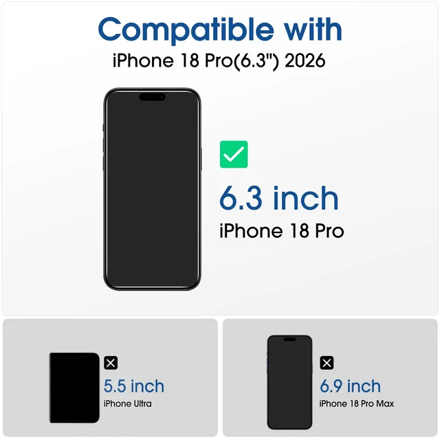 Alt view image 2 of 7 - Magnetic OneTouch for iPhone 18 Pro Screen Protector 6.3'' | Reusable, Eco Friendly, 30s Auto-Alignment Tempered Glass, Shatterproof, HD Clear, Camera Lens Protector 2+4 Pack(18P-6.3'')