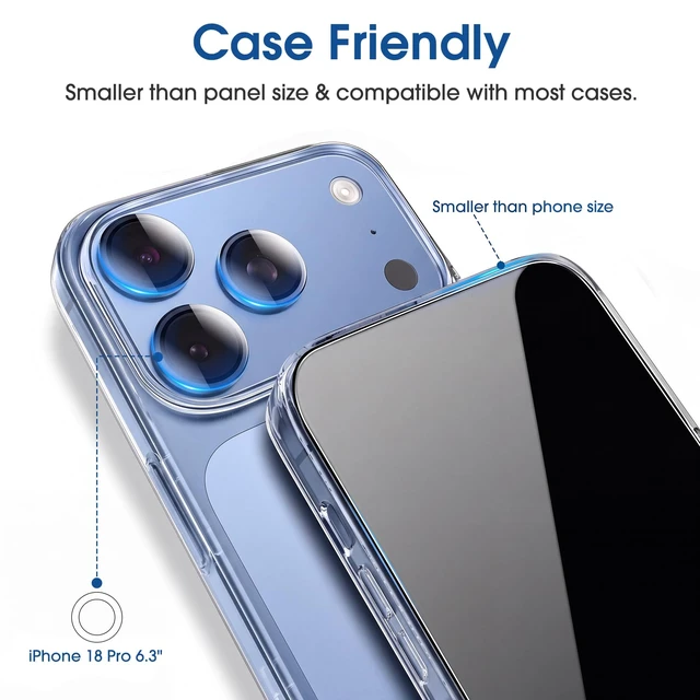Alt view image 6 of 7 - Magnetic OneTouch for iPhone 18 Pro Screen Protector 6.3'' | Reusable, Eco Friendly, 30s Auto-Alignment Tempered Glass, Shatterproof, HD Clear, Camera Lens Protector 2+4 Pack(18P-6.3'')