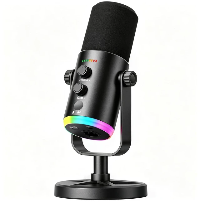 Main image of Dynamic USB XLR Gaming Microphone, AI Noise Canceling PC PS5 Streaming MIC | Clear Voice in Noisy Rooms | Podcast Mic with RGB Light, Mute Button, Desk Stand