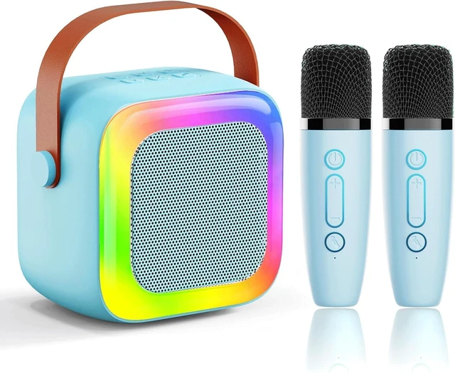 Main image of Mini Karaoke Machine for Kids Teen Adults, Kids Karaoke Machine with 2 Wireless Microphones and LED Lights Toys for Party, Home, Gifts for 4 5 6 7 8 9 10 11 12+ Years Girls Boys(Blue)