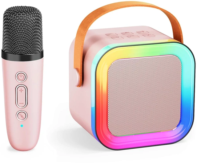 Main image of Kids Karaoke Machine Toy Ages 3-12, Wireless Mic BT Speaker, Pink - 1 Mic | Voice Changer, LED Party Lights, BT 5.3, Mini Rechargeable Portable, Christmas Birthday Gifts for Toddler Boys & Girls