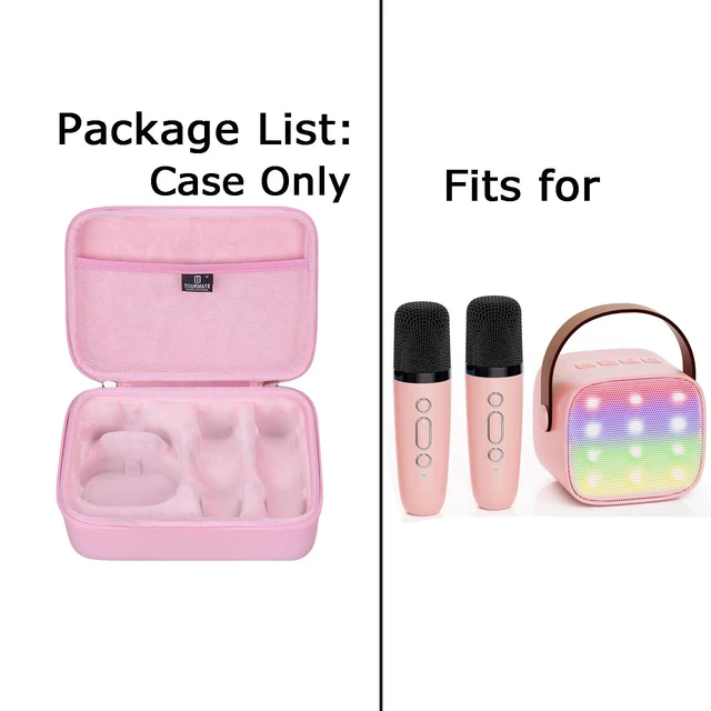 Alt view image 5 of 5 - Hard Storage Case for YLL/zicor/Kinglucky/CscyyAmz/IROO Kids Karaoke Machine,PU Travel Case for Portable Bluetooth Speaker Two Microphones (Only Case) (Pink)