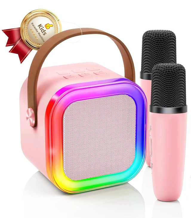 Main image of Mini Karaoke Machine for Kids, Top Birthday Gift Pick for Girls Ages 3, 4, 5, 6, 7, 8, 9, 10, 11, 12 Years Old, Kids' Personal Video Players Accessories with 2 Mics Singing Present Toy Pink