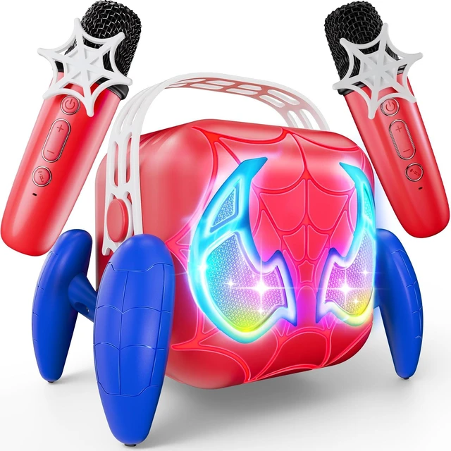 Main image of Karaoke Machine for Kids, Red & Blue Glowing Eyes & Rhythm Light Boys Toys | 5 Magic Voice, 2 Wireless Mini Microphone, Portable Bluetooth Speaker, Boys Gifts Age 3 4 5 6 7 8 9 10 11 12