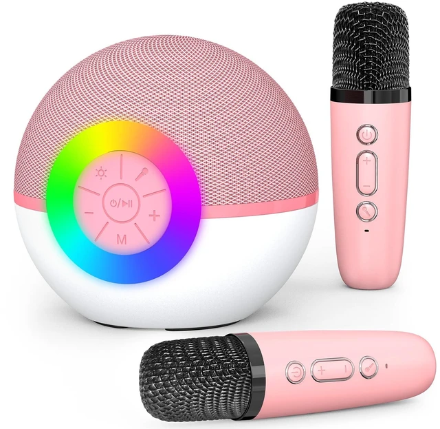 Main image of Mini Karaoke Machine for Kids Adults,Portable Bluetooth Speaker with 2 Wireless Microphones,Gift Toys with MP3 Player for Boys Girls 3-12 Year Old Birthday Family Home Party Present (Pink)